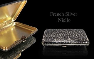 IMPRESSIVE 19TH C FRENCH SILVER NIELLO ENAMEL CIGAR BOX