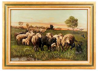 Continental School, Pastoral with Sheep, O/C