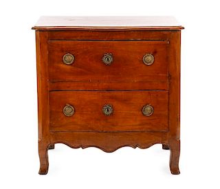 Petite French Provincial Walnut 2 Drawer Commode