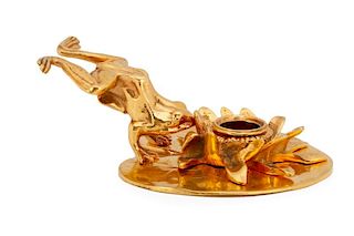 Tiffany & Co. Figural Gilt Bronze Candlestick