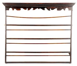 19th C. Welsh Stained Oak Hanging Plate Rack