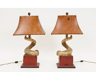 PAIR OF GUCCI RAMS HORN LAMPS