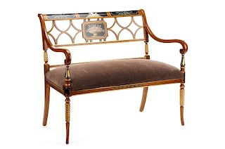 Adams Style Paint & Parcel Gilt Decorated Settee