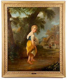 Attributed to Joseph Rhodes, Figural Oil on Canvas