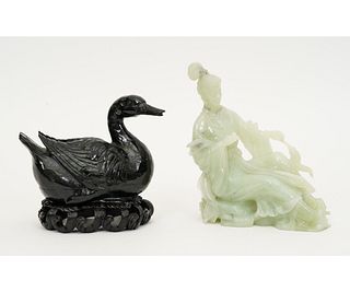 TWO CARVED CHINESE FIGURES