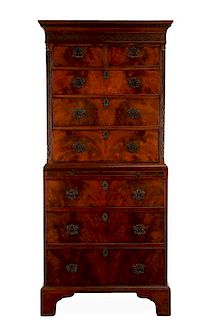 English Chinese Chippendale Style Chest on Chest