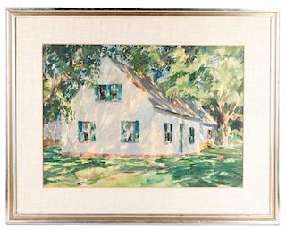 John Whorf, "Cape Cod Home", Watercolor on Paper