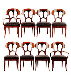 Set of 8 Biedermeier Style Cherry Dining Chairs