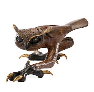 Tim Cotterill "Big Foot" Bronze Owl Sculpture