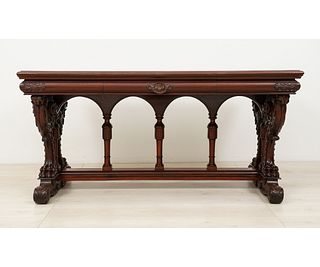 FRENCH RENAISSANCE REVIVAL LIBRARY TABLE
