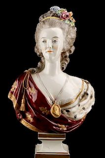 Porcelain Bust of Marie Antoinette After Houdon