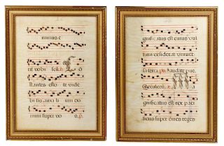Pair of Medieval Antiphonal Sheets on Vellum