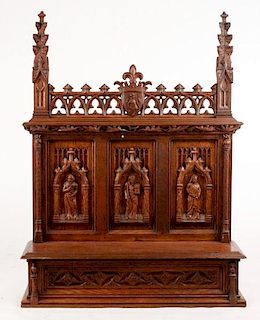 Continental 19th C. Gothic Style Carved Oak Shelf