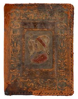 Ornate Leather Manuscript Cover, 19th C.