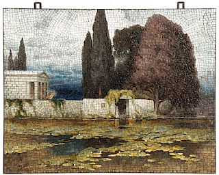 Framed Italian Mosaic Landscape Panel