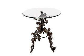 Acorn & Oak Leaf Glass Top Iron Garden Table