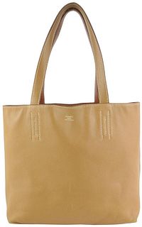 HERMES BROWN X GOLD REVERSIBLE LEATHER DOUBLE SENS 36 CM TOTE