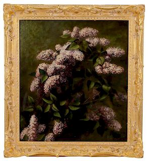 Claude Buck, Lilac Oil Painting, Signed