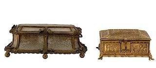 Collection of 2 Ornate Metal Dresser Boxes