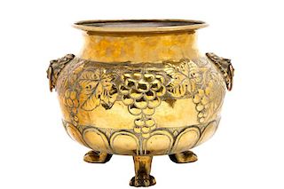 Continental 19th C. Brass Repousse Jardiniere