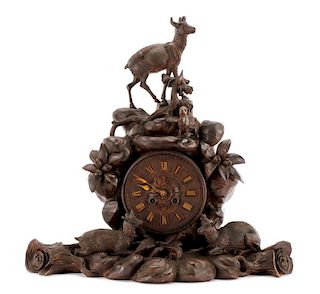 Black Forest Figural Carved Mantle Clock
