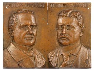 McKinley & Roosevelt Jugate Campaign Bronze Plaque