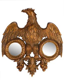 Eagle Carved Giltwood Bullseye Mirror, 19th C