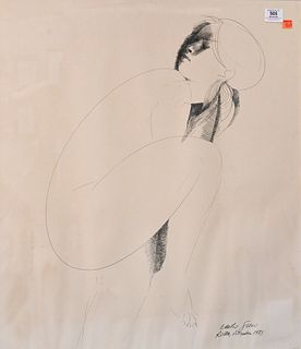 Emilio Greco (1913-1995), Nude Girl, pen and ink on paper, signed lower right Emilio Greco Roma 1973, 27.5" x 23.5".