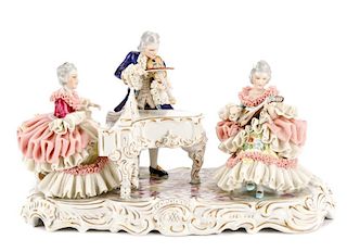 Volkstedt Porcelain Dresden Lace Figural Group