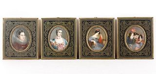 Collection of 4 Miniature Portraits, 19th C.