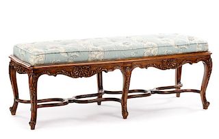 A Fine Louis XV Style Walnut Carved Banquette
