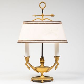 Directoire Style Gilt-Metal Twin Light Bouillotte Lamp