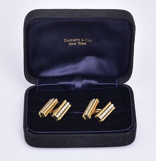 18k Gold Tiffany Diamond Cuff Links