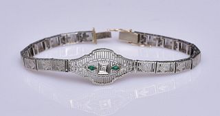 Edwardian 14k White Gold Filigree Bracelet