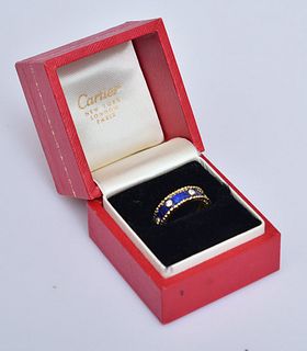 Cartier 18k Gold Enameled Diamond Ring