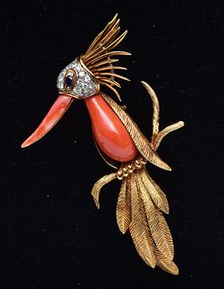 Erwin Pearl 18k Gold Bird Brooch