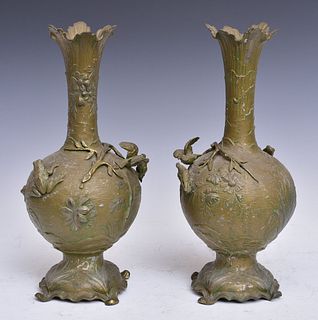 Pair of Art Nouveau Metal Vases