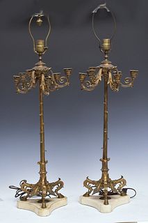 Pair of Barbedienne Style Lamps