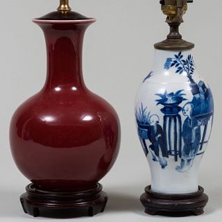 Two Chinese Porcelain Vessels Mounted as Lamps
