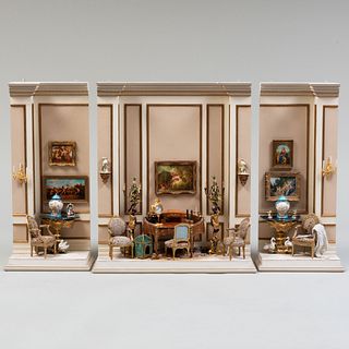 Miniature Diorama of a French Belle Epoque Decorated Gallery