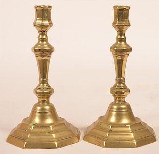 Pair of French 18th Century Brass Candlesticks.