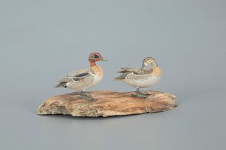 Miniature Green-Winged Teal Pair, Horace "Hie" L. Crandall (1892-1969)