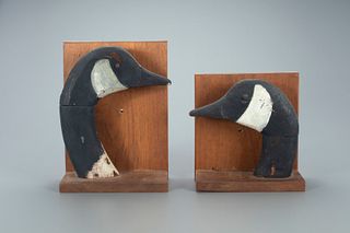 Oversize Goose Head Bookends, A. Elmer Crowell (1862-1952)