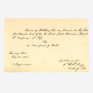 [Americana] Grant, Ulysses S. Signed Receipt
