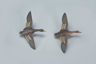 Miniature Flying Mallard Pair, Aubrey J. Dando (b. 1885)