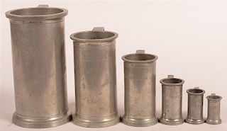 Set of Six 19th C. Pewter Measures