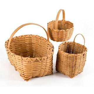 Set Of 3 Lucy Cook Split White Oak Small Baskets