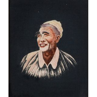 Chinese Silk Hand Embroidery, Portrait of a Smiling Man