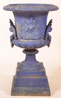 Antique Cast Iron Garden Urn.