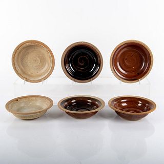 6pc American Folk Art Pottery Bowl Set